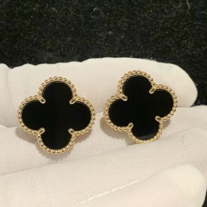 Bông tai Van Cleef & Arpels Magic Alhambra Black Onyx vàng vàng 18K
