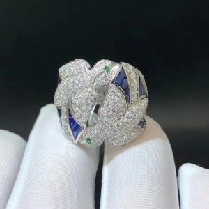 Nhẫn Cartier Les Oiseaux Liberes ngọc lục bảo vàng trắng 18K