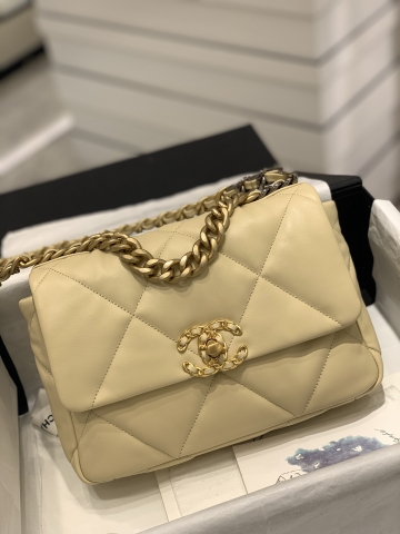 TÚI CHANEL 19 LAMBSKIN CREAM SỮA DA HAAS