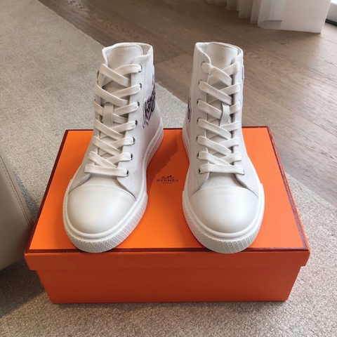 GIÀY HERMES KELLY SNEAKER HIGH SPORTS DENIM WHITE AAA