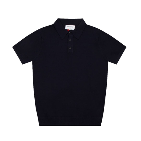 ÁO THOM BROWNE POLO 3 BAR SHIRT BLACK MÀU ĐEN THUN DỆT KIM