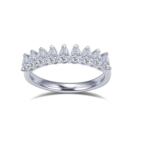 Nhẫn bạch kim vĩnh cửu đính kim cương nhân tạo hình quả lê PT950