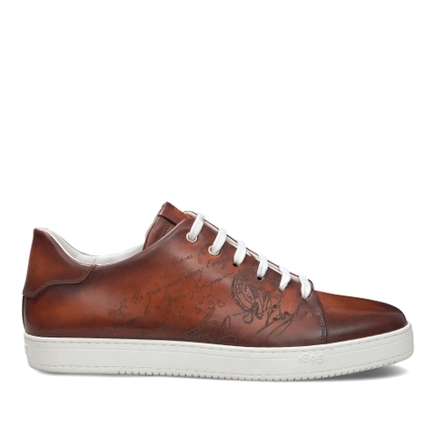 GIÀY BERLUTI Playtime Scritto Leather Sneaker Cacao Intenso