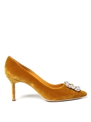 GIÀY MANOLO BLAHNIK Yellow suede high heel shoes