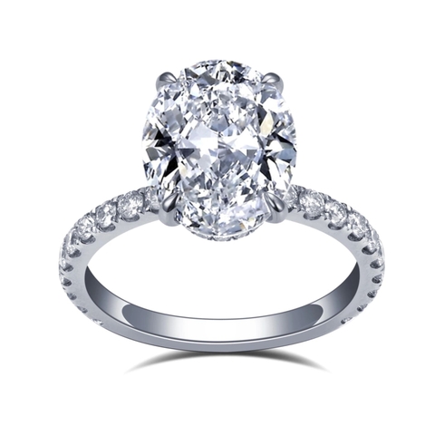 Nhẫn solitaire đính kim cương nhân tạo hình oval 2.0CT VVS2