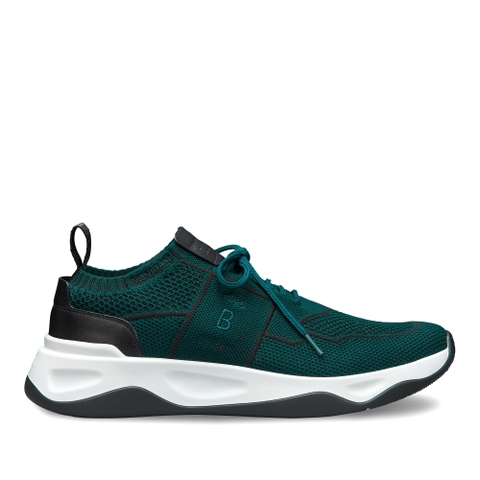 GIÀY BERLUTI Shadow Knit And Leather Sneaker Dark Green