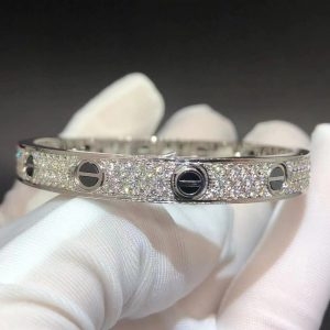Vòng tay Cartier kim cương & gốm đen ceramic vàng trắng 18K