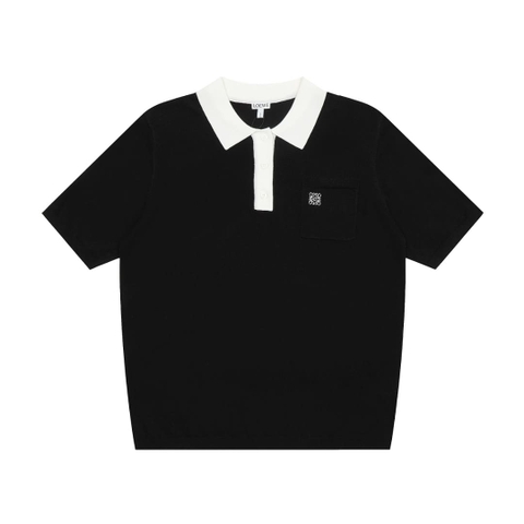 ÁO LOEWE POLO SHIRT BLACK MÀU ĐEN DỆT KIM