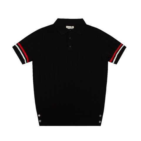 ÁO MONCLER POLO SHIRT BLACK MÀU ĐEN THUN DỆT KIM
