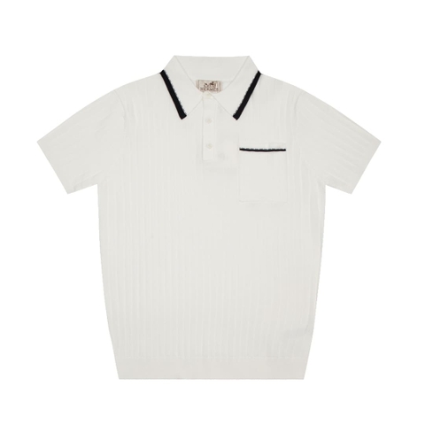 ÁO HERMES POLO SHIRT WHITE MÀU TRẮNG THUN DỆT KIM