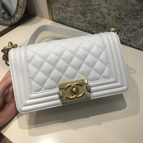 TÚI CHANEL LEBOY DIAMOND QUILTE CAVIAR WHITE DA HASS 20