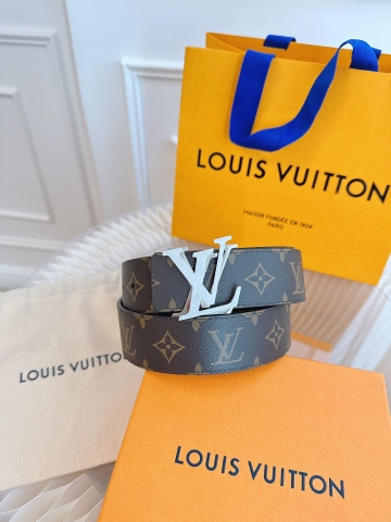 DÂY LƯNG LOUIS VUITTON DOUBLE LV BROWN MONOGRAM LEATHER Khóa bạc
