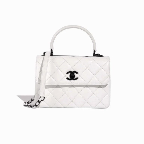 TÚI Chanel Handle Small Lamb White