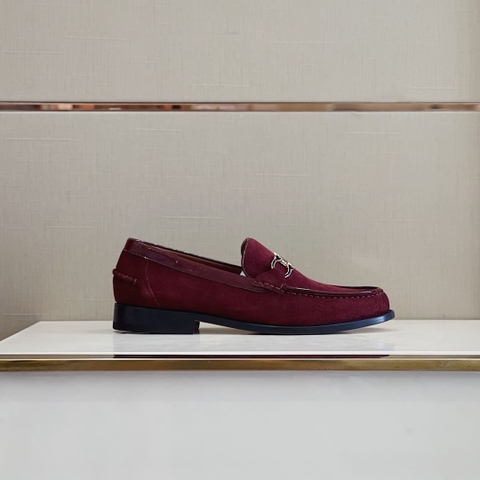 GIÀY SALVATORE FERRAGAMO LOAFER SUEDE BURGUNDY TOP QUALITY SHOES AAA