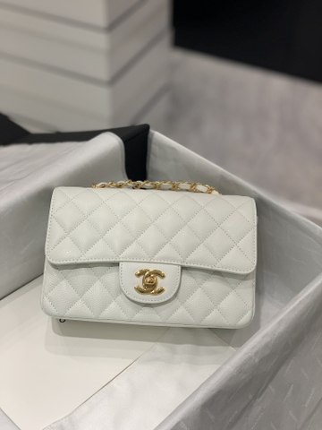 TÚI CHANEL CF 20 CAVIAR WHITE DA HAAS GOLD