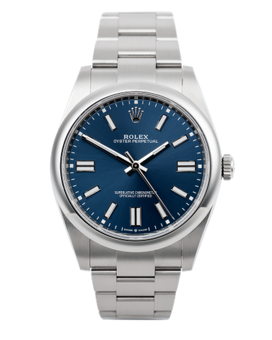 Đồng hồ Rolex Oyster Perpetual Blue Dial mặt số màu xanh dương