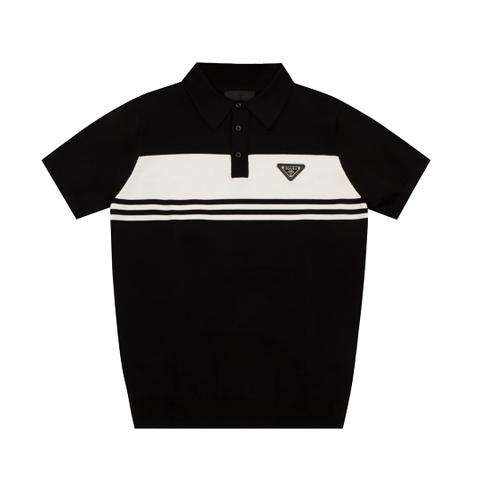 ÁO PRADA POLO SHIRT BLACK MÀU ĐEN THUN DỆT KIM