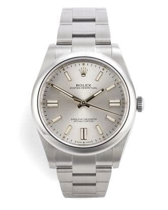 Đồng hồ Rolex Oyster Perpetual Silver dial mặt số màu xám bạc