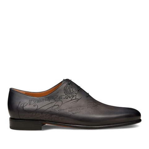 GIÀY BERLUTI Alessandro Galet Scritto Leather Oxford Nero Grigio
