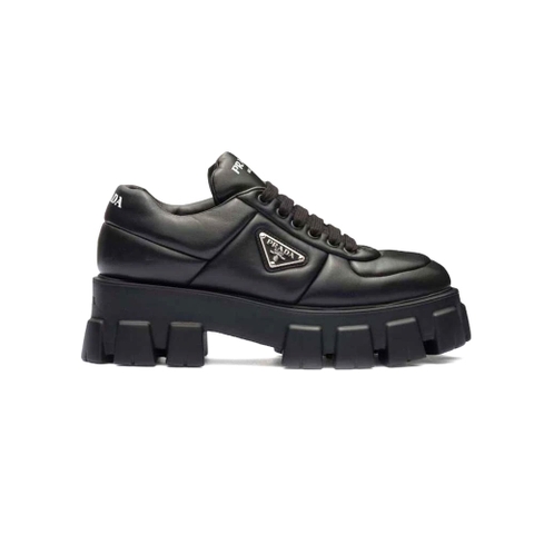 Giày Prada Women Soft Padded Nappa Leather Lace-up Shoes-Black