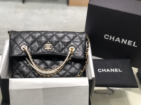 TÚI CHANEL TOTE PEARL LAMBSKIN BLACK DA HAAS