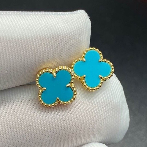 BÔNG TAI VAN CLEEF & ARPELS ALHAMBRA TURQUOISE GOLD 18K YELLOW GOLD