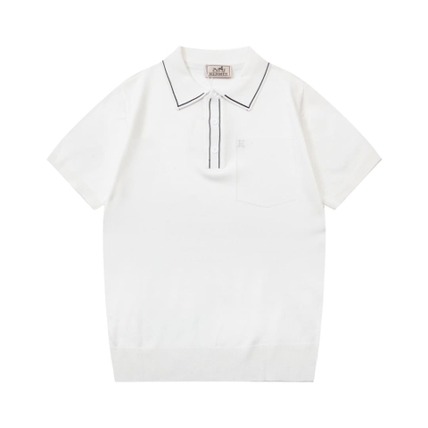 ÁO HERMES POLO SHIRT WHITE MÀU TRẮNG THUN DỆT KIM
