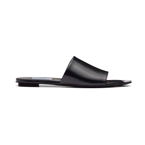 DÉP Prada Brushed Leather Slides Modernist Line Feature