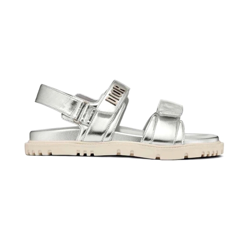 DÉP SANDAL DIOR Dioract Sandal Silver-Tone Shiny Laminated Calfskin