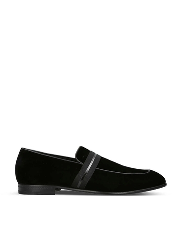 GIÀY ERMENEGILDO ZEGNA Lido leather-trim velvet loafers
