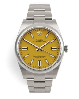Đồng hồ Rolex Oyster Perpetual Yellow Dial 41 mặt số màu vàng