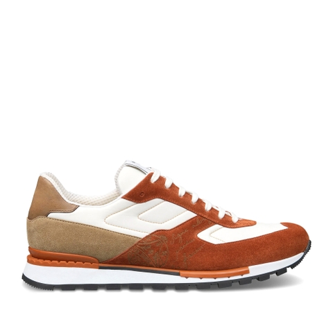 GIÀY BERLUTI Fast Track Suede Leather And Nylon Sneaker Rust