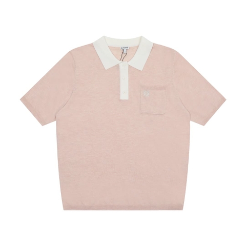 ÁO LOEWE POLO SHIRT PINK MÀU HỒNG DỆT KIM