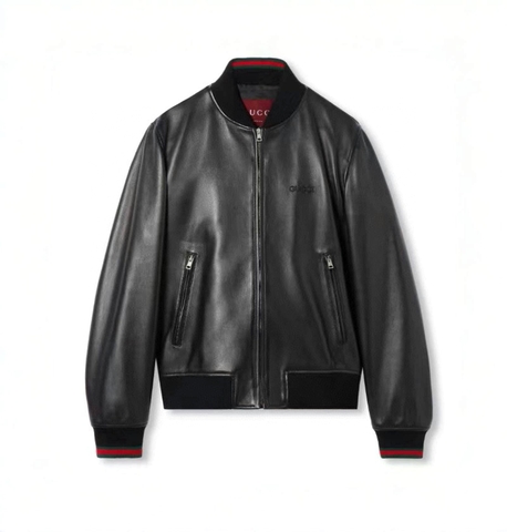 ÁO GUCCI LAMBSKIN BOMBER LEATHER JACKET TOP QUALITY AAA DA CỪU