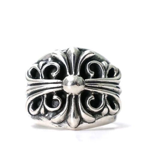 NHẪN CHROME HEARTS HOA VĂN HÌNH THÁNH GIÁ Bạc S925