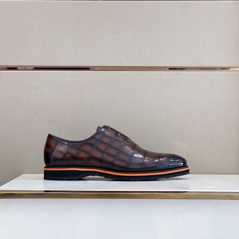 GIÀY BERLUTI OXFORD COGNAC EMBOSSED CROCO HANDMADE TOP QUALITY SHOES AAA