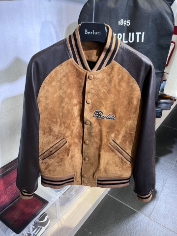 ÁO BERLUTI SUEDE BOMBER LEATHER JACKET
