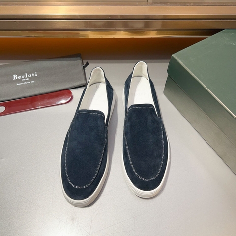 GIÀY BERLUTI LOAFER SUEDE BLUE HANDMADE TOP QUALITY SHOES AAA
