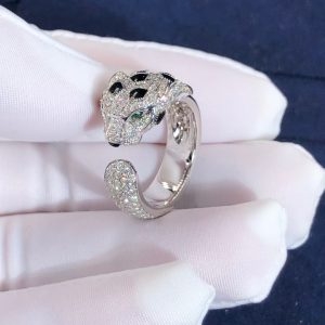 Nhẫn Cartier Panthère de Cartier Kim cương Ngọc lục bảo Mã não vàng trắng 18K