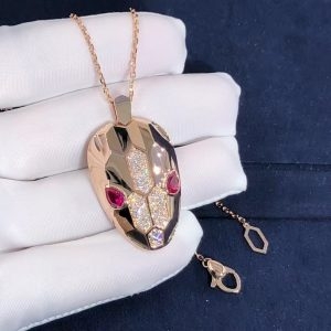 Vòng cổ BVLGARI Serpenti Diamond Rubellite vàng hồng 18K
