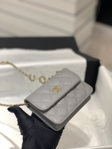 TÚI CHANEL WOC LOGO COCO CAVIAR GREY DA HAAS 13.5