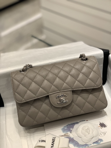 TÚI CHANEL CF 23 CAVIAR GREY DA HAAS SILVER