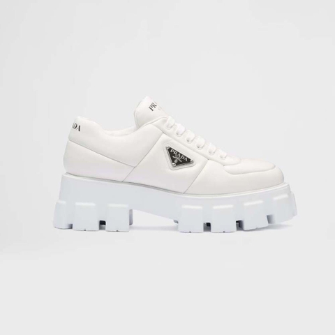 GIÀY Prada Women Soft Padded Nappa Leather Lace-up Shoes-White