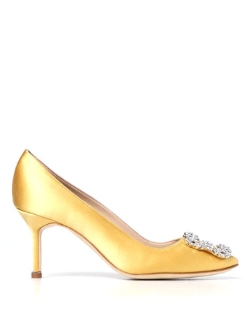 GIÀY MANOLO BLAHNIK Yellow satin pumps shoes