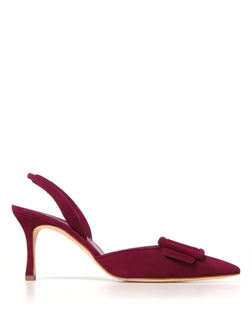 GIÀY MANOLO BLAHNIK Burgundy suede high heel shoes
