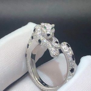 Nhẫn Cartier Panthère de Cartier đính kim cương,Onyx vàng trắng 18K