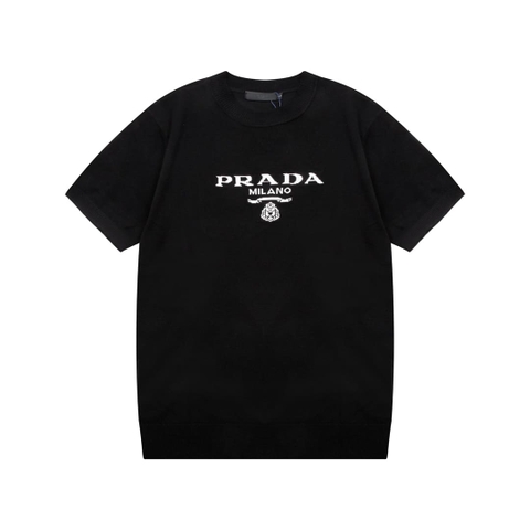 ÁO PRADA T SHIRT BLACK MÀU ĐEN THUN DỆT KIM