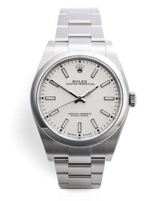 Đồng hồ Rolex Oyster Perpetual white dial mặt số màu trắng