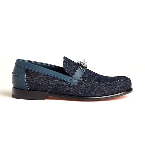 GIÀY HERMES Destin loafer Bleu Brut Bleu Céleste