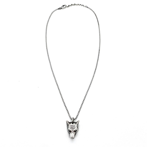 Vòng cổ Gucci đầu sói Anger Forest Wolf Head  bạc S925